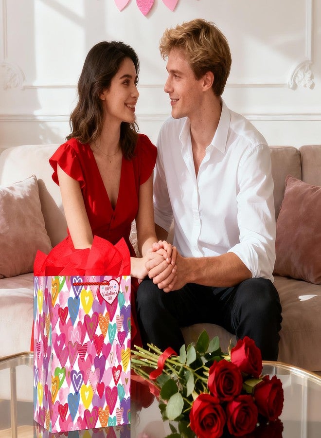 D4DREAM Valentine's Day Gift Bags - 11.5'' Medium Valentines Heart Gift Bag with Tissue Paper and Tag for Her Him - Valentines Gifts for Boyfriend Girlfriend Men Women Wife Husband - Image 2